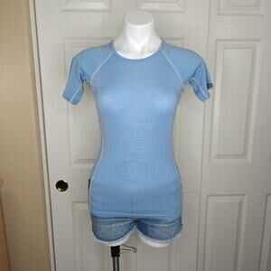Icebreaker Merino Wool Skin 200 blue short sleeve top sz M